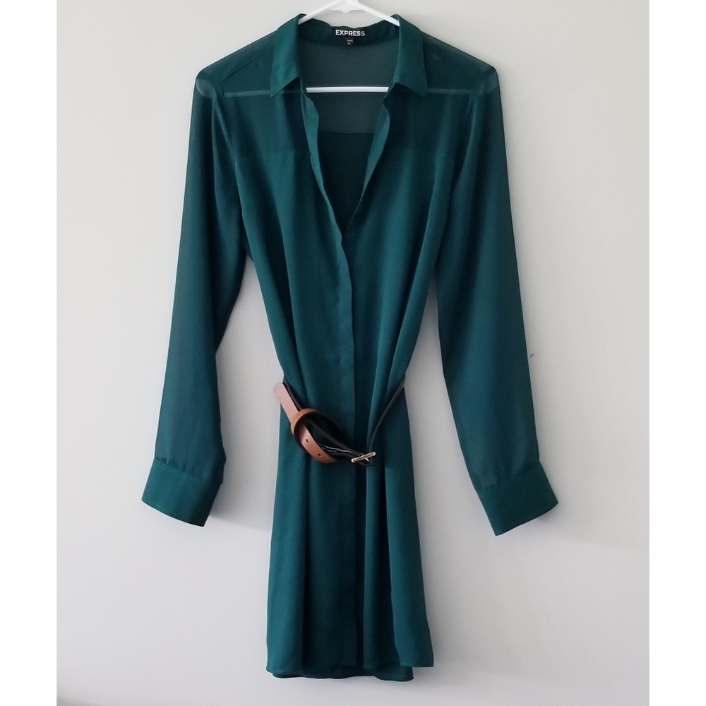 Express Green Blouse Dress